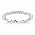 East-west marquise two-prong lab-grown diamond eternity band, 3 x 1.5 mm diamonds, 14K white gold, front view