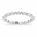 East-west marquise two-prong lab-grown diamond eternity band, 3 x 1.5 mm diamonds, 14K white gold, front view