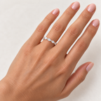 East-west marquise two-prong lab-grown diamond eternity band, 3 x 1.5 mm diamonds, 14K white gold, hand view