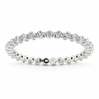 Round two-prong lab-grown diamond eternity band, 1.5 mm diamonds, white metal, front view