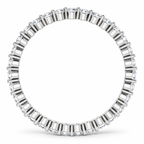 Round two-prong lab-grown diamond eternity band, 1.5 mm diamonds, white metal, side view