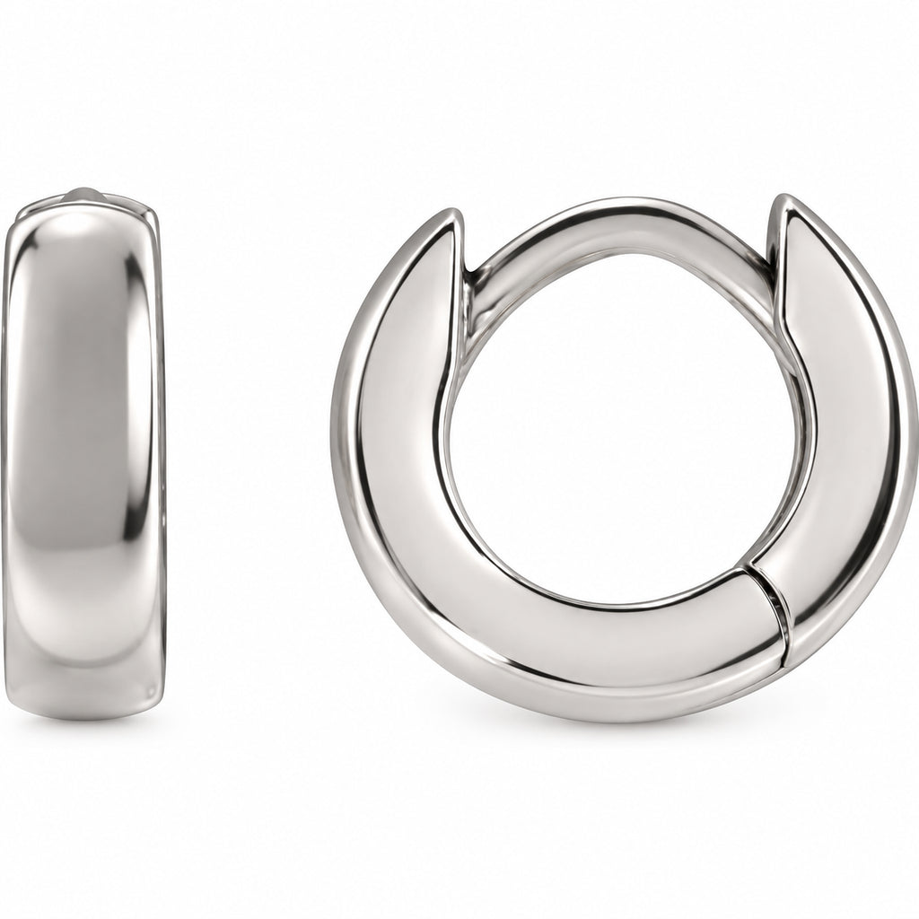 Hinged Hoop Earrings — 14K White Gold — 8 mm — view 1