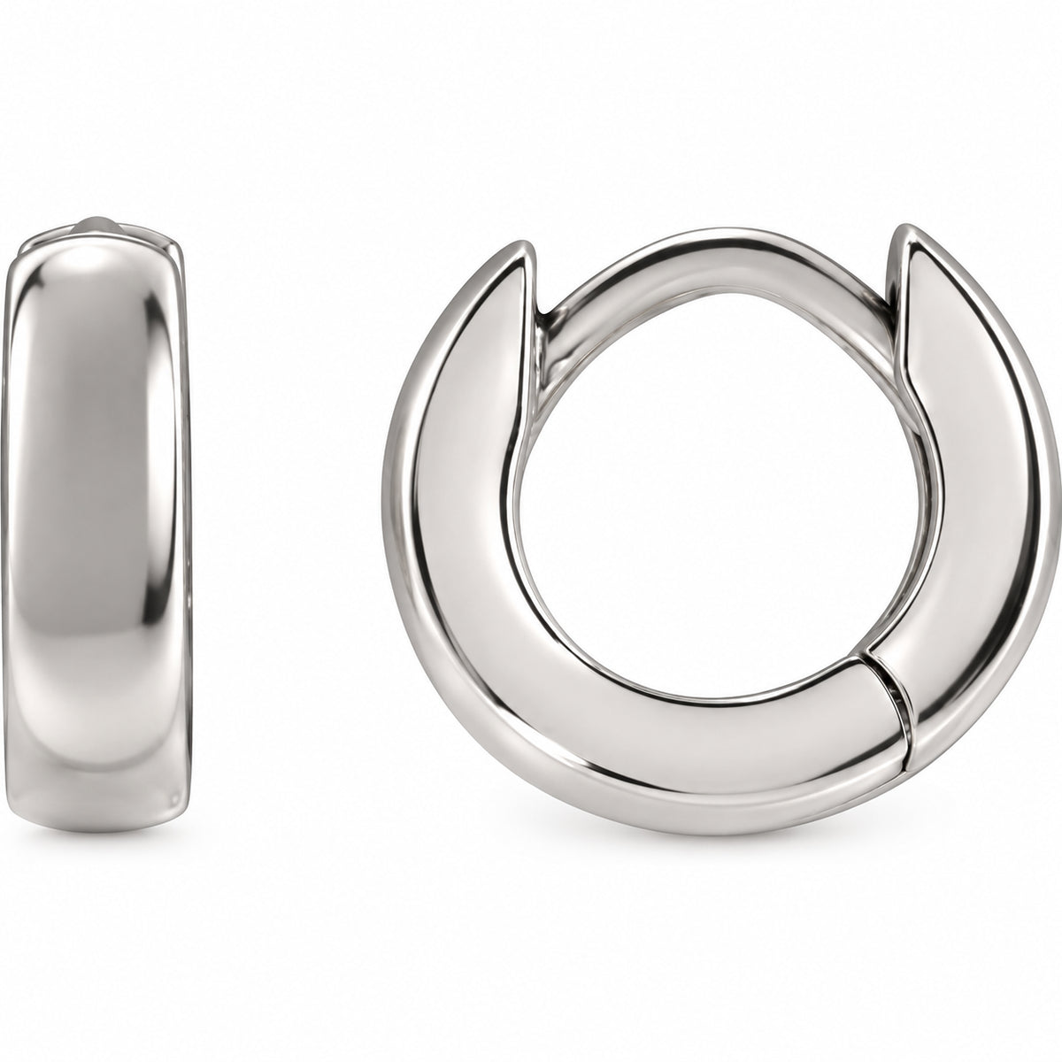 Hinged Hoop Earrings — 14K White Gold — 8 mm — view 1