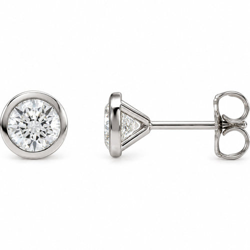 14K Gold 4 CTW Lab-Grown Diamond Cocktail Bezel Stud Earrings — 14K White Gold, view 1