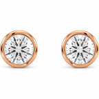 Round Bezel-Set Cocktail-Style Stud Earrings — 14K Rose Gold — 4.8mm — 3/4 CTW — view 2