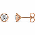 Round Bezel-Set Cocktail-Style Stud Earrings — 14K Rose Gold — 4.8mm — 3/4 CTW — view 1