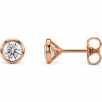 Round Bezel-Set Cocktail-Style Stud Earrings — 14K Rose Gold — 4.8mm — 3/4 CTW — view 1