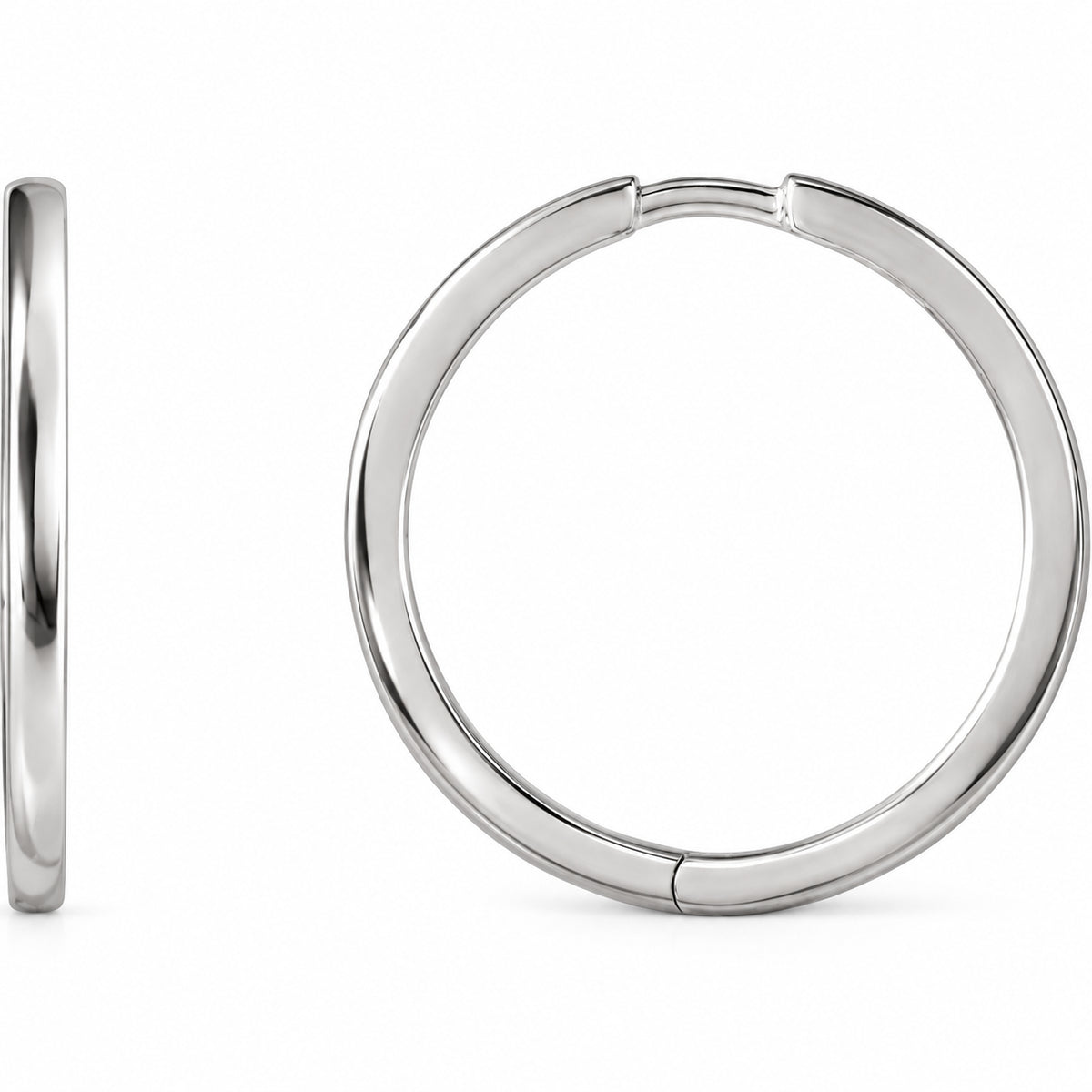 Hoop Earrings — 14K White Gold — 20 mm — view 1