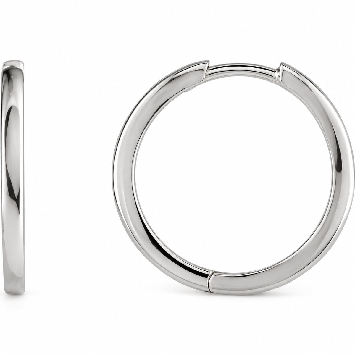 Hoop Earrings — 14K White Gold — 18 mm — view 1