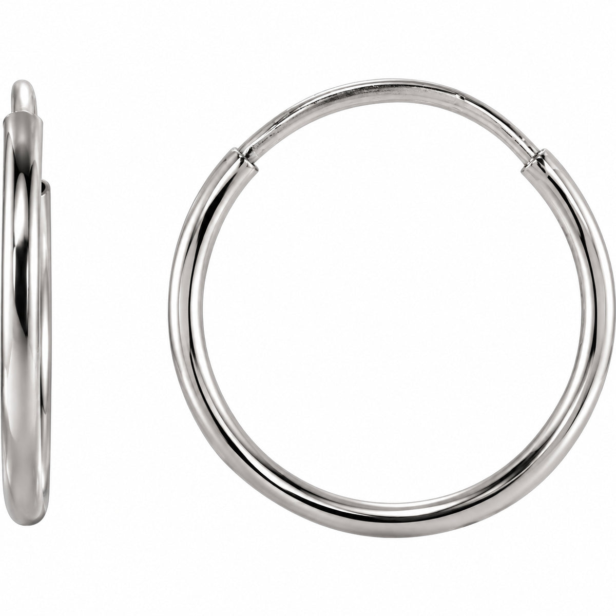 Endless Tube Hoop Earrings — 14K White Gold — 12 mm — view 1