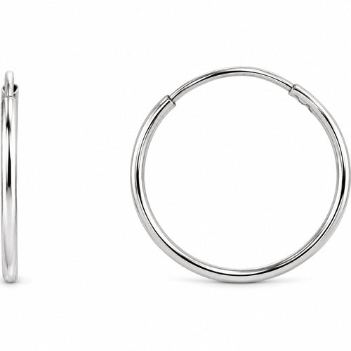 14K Gold 15 mm Endless Tube Hoop Earrings — 14K White Gold, view 1