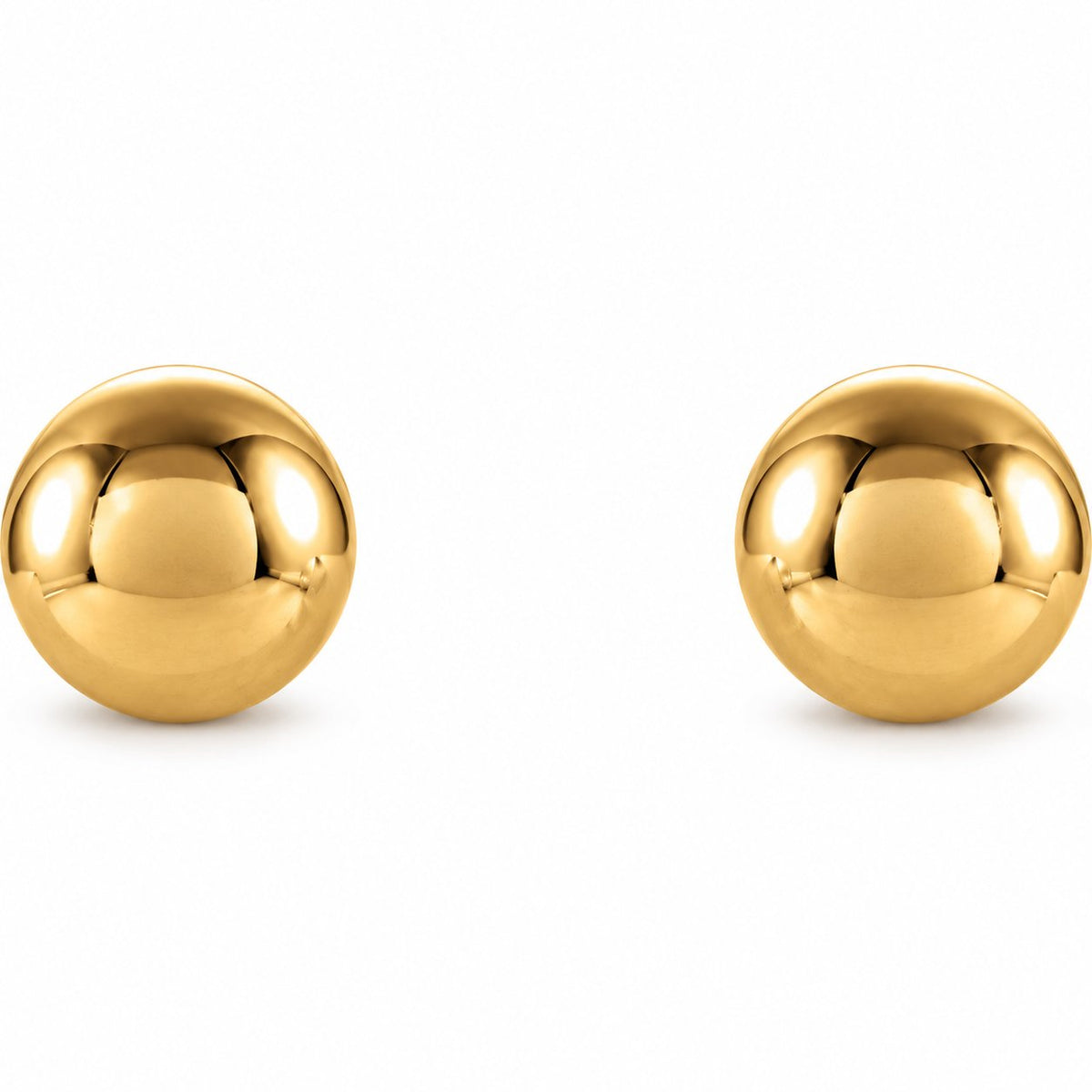 14K Gold 4 mm Ball Stud Earrings with Threaded Backs — 14K Yellow Gold, view 2