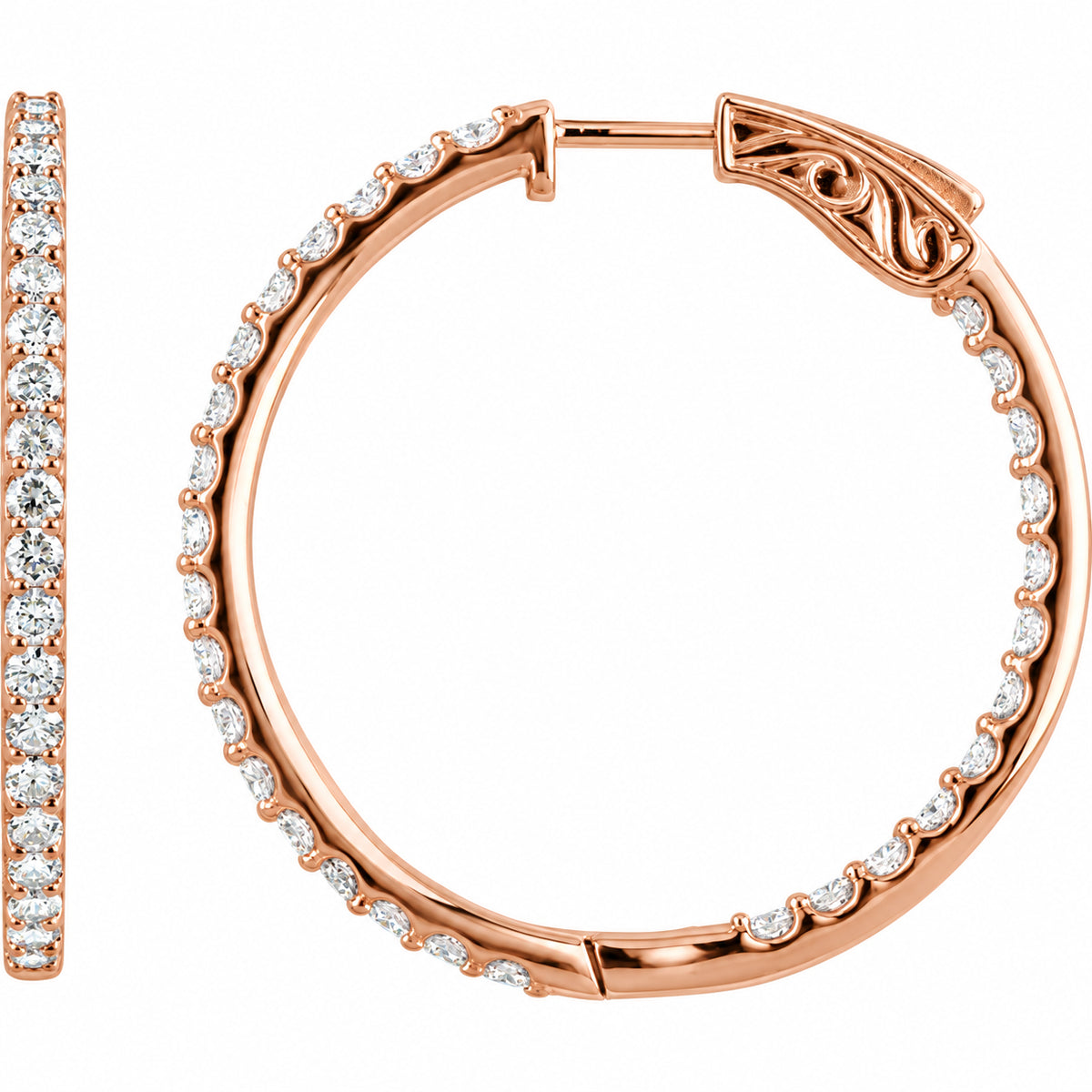 Inside-Outside Hoop Earrings — 14K Rose Gold — 41.5 mm — view 1