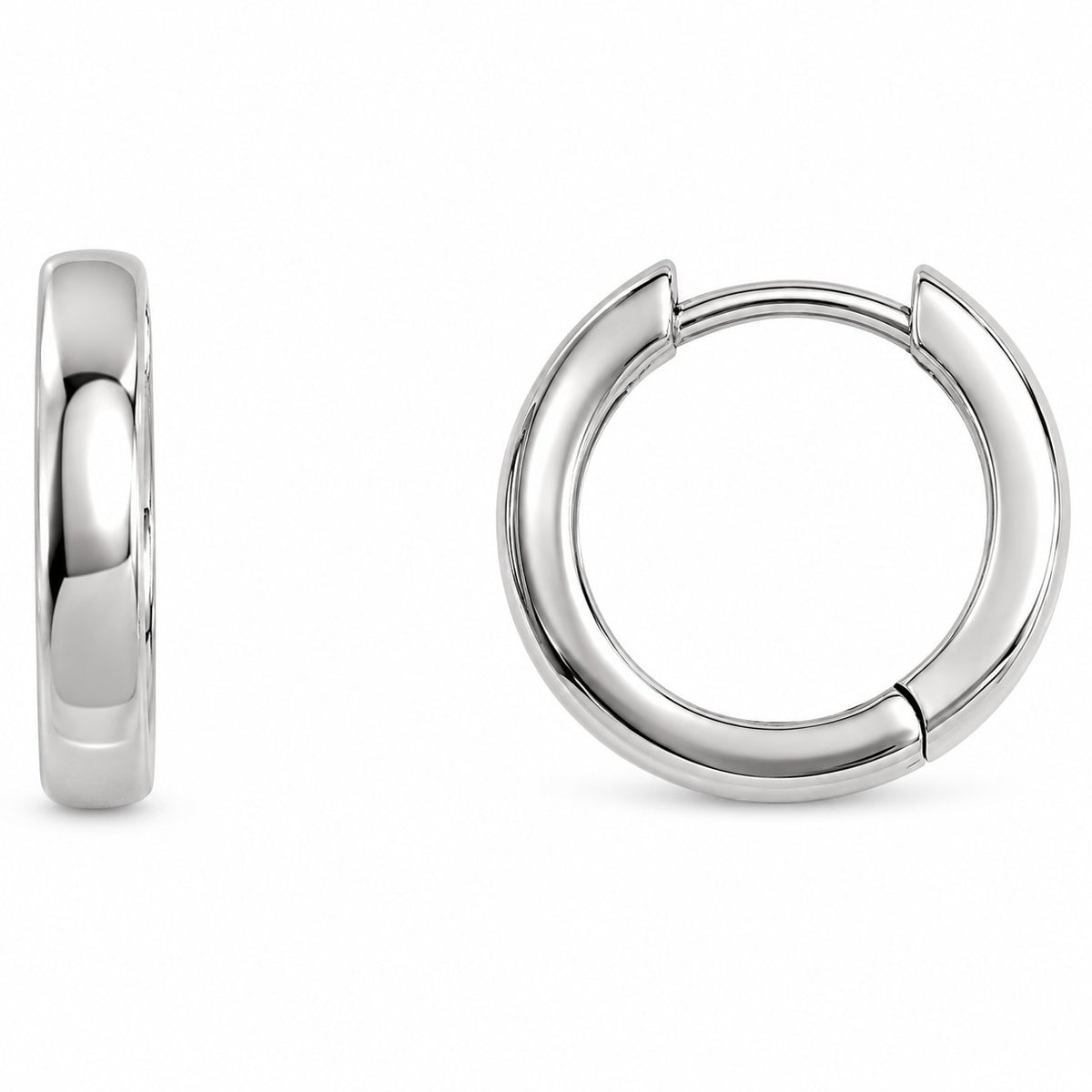 14K Gold 14 mm Hinged Hoop Earrings — 2.75 mm Width — 14K White Gold, view 1