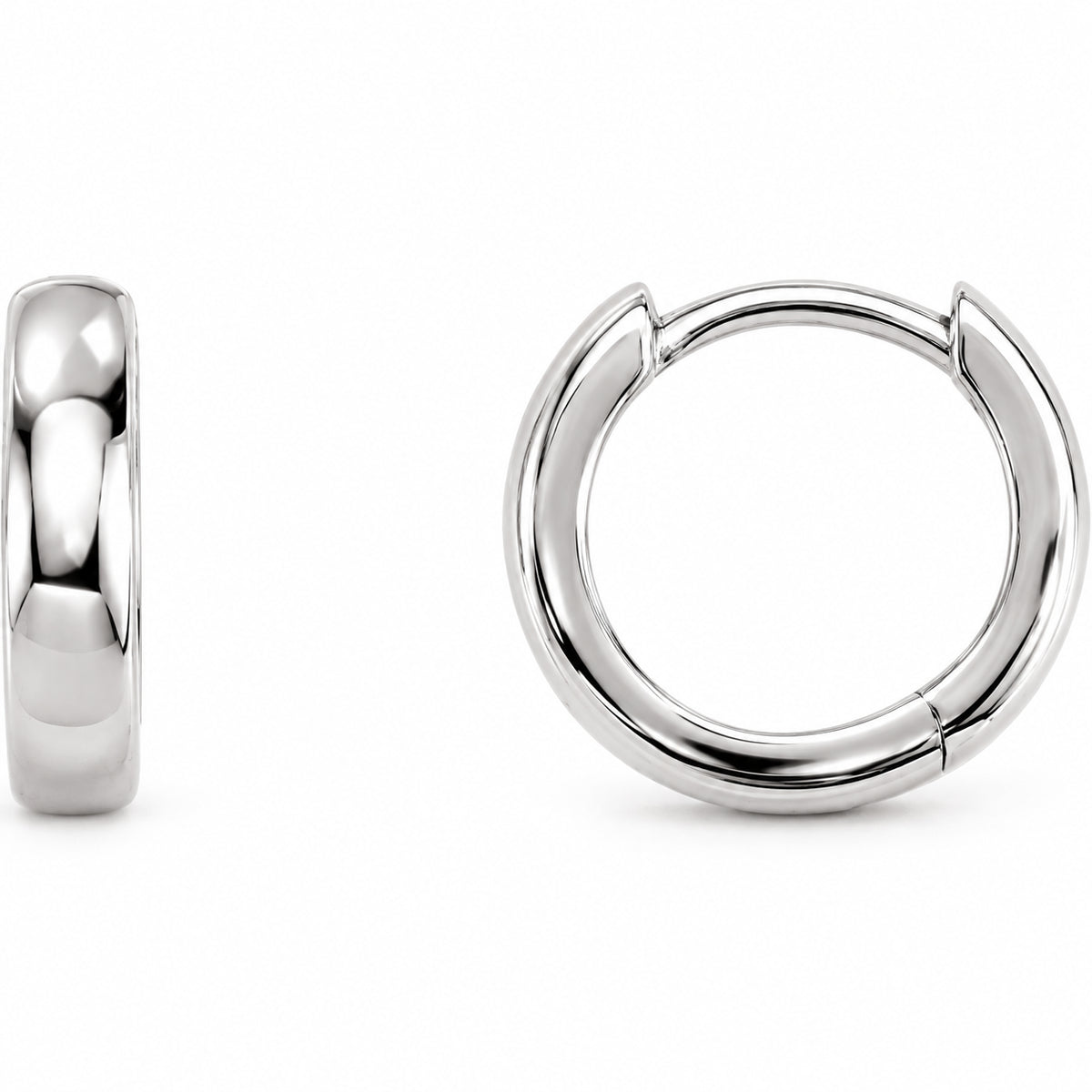 Hinged Hoop Earrings — 14K White Gold — 10 mm — view 1