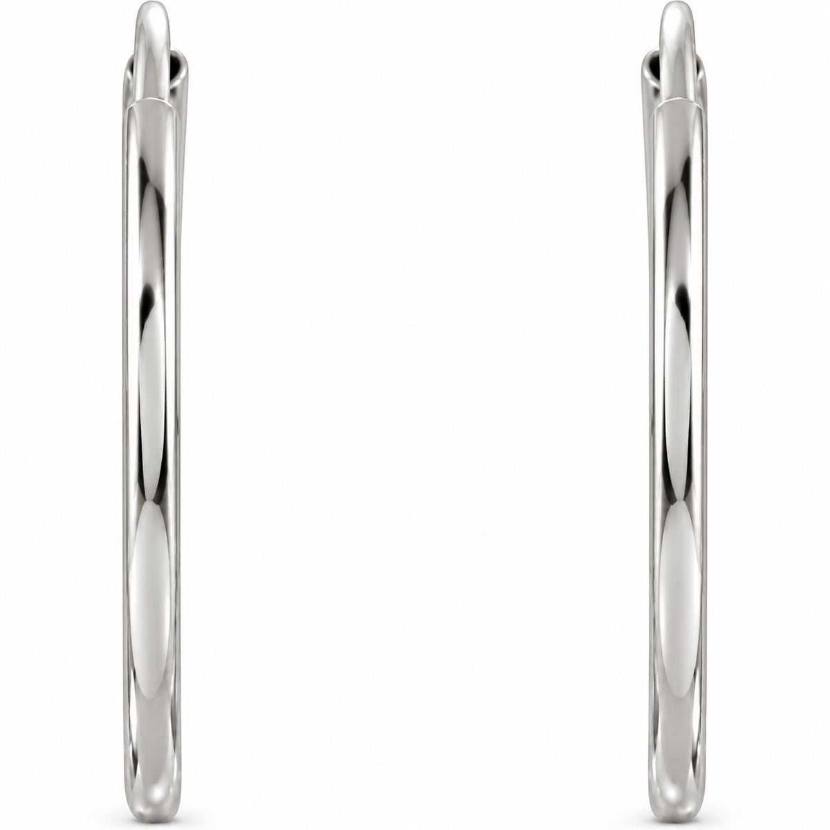 14K Gold 15 mm Endless Tube Hoop Earrings — 14K White Gold, view 2