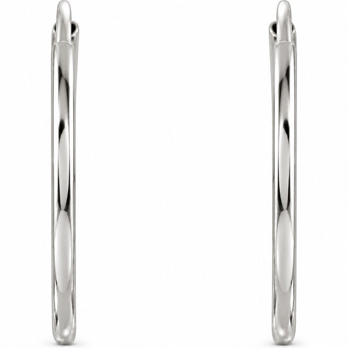 14K Gold 15 mm Endless Tube Hoop Earrings — 14K White Gold, view 2