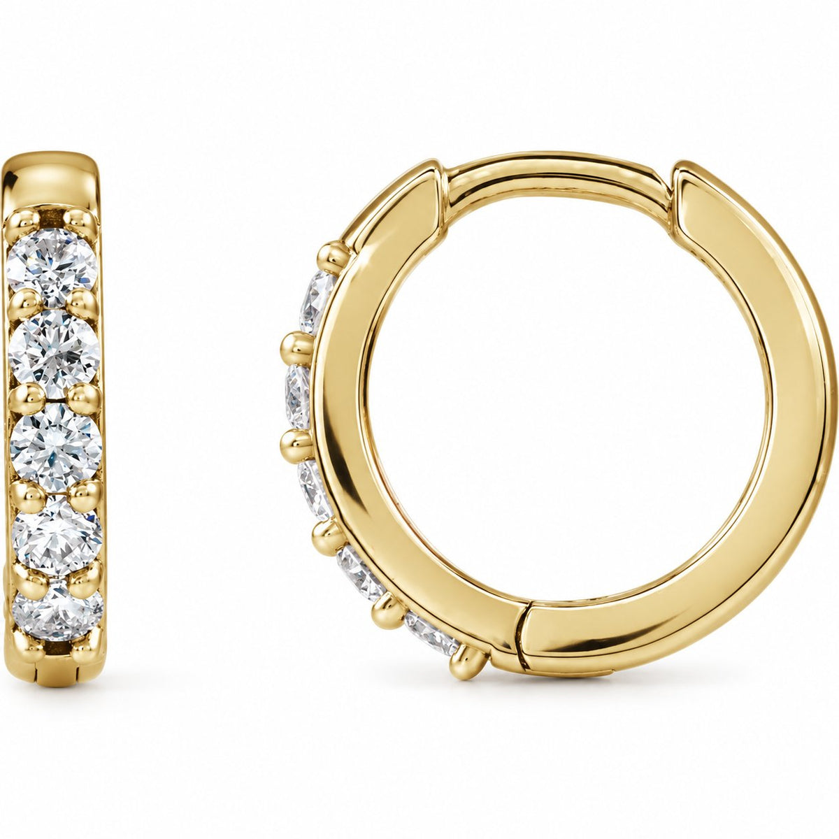 14K Yellow Gold Lab-Grown Diamond Huggie Earrings — representative view 1