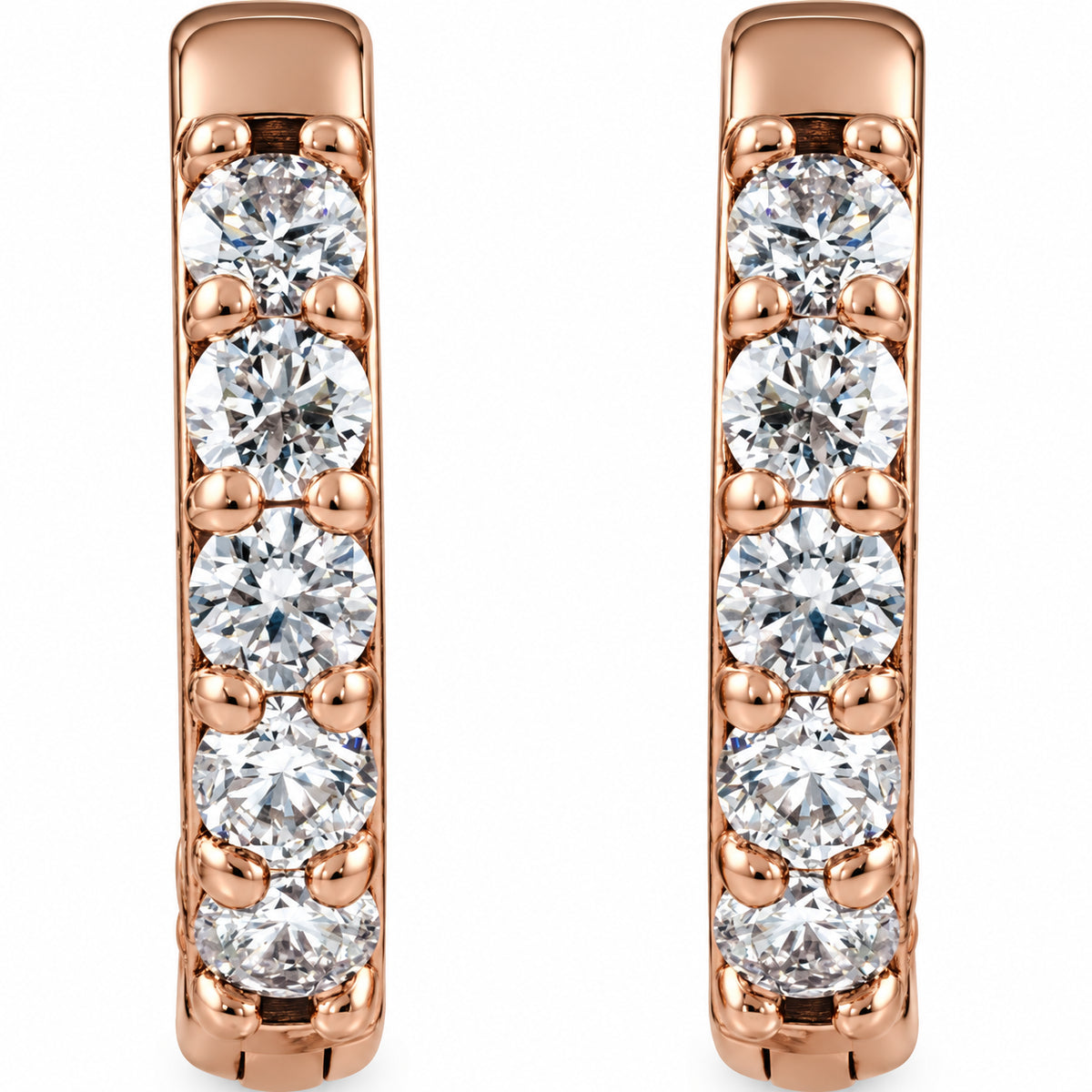Accented Huggie Earrings — 14K Rose Gold — 12.5 mm — view 2