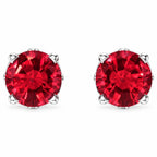 14K Gold Lab-Grown Ruby Scroll Setting® Stud Earrings — 14K White Gold, view 2