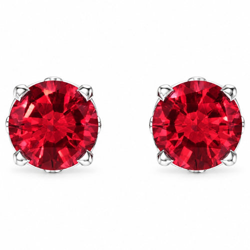 14K Gold Lab-Grown Ruby Scroll Setting® Stud Earrings — 14K White Gold, view 2