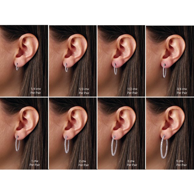 14K Gold 29.5 mm Lab-Grown Diamond Inside-Outside Hoop Earrings — 14K White Gold / 14K Yellow Gold / 14K Rose Gold, view 3