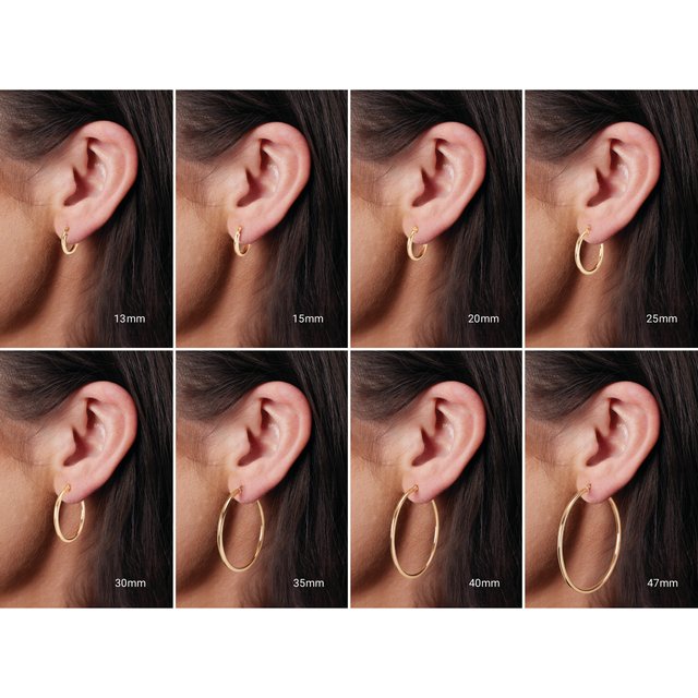 14K Gold 20 mm Tube Hoop Earrings — 14K White Gold / 14K Yellow Gold / 14K Rose Gold, view 3