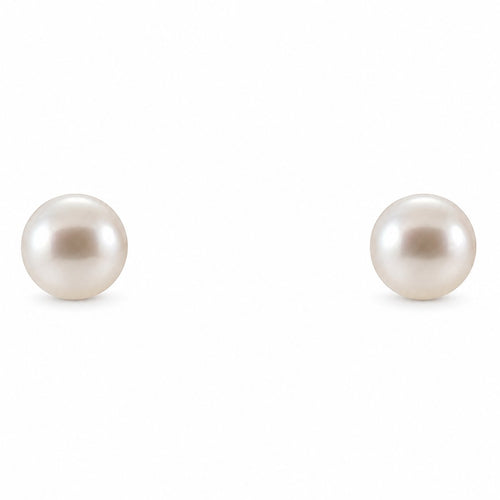 14K Gold 4–4.5 mm Cultured Freshwater Pearl Stud Earrings — 14K White Gold, view 2