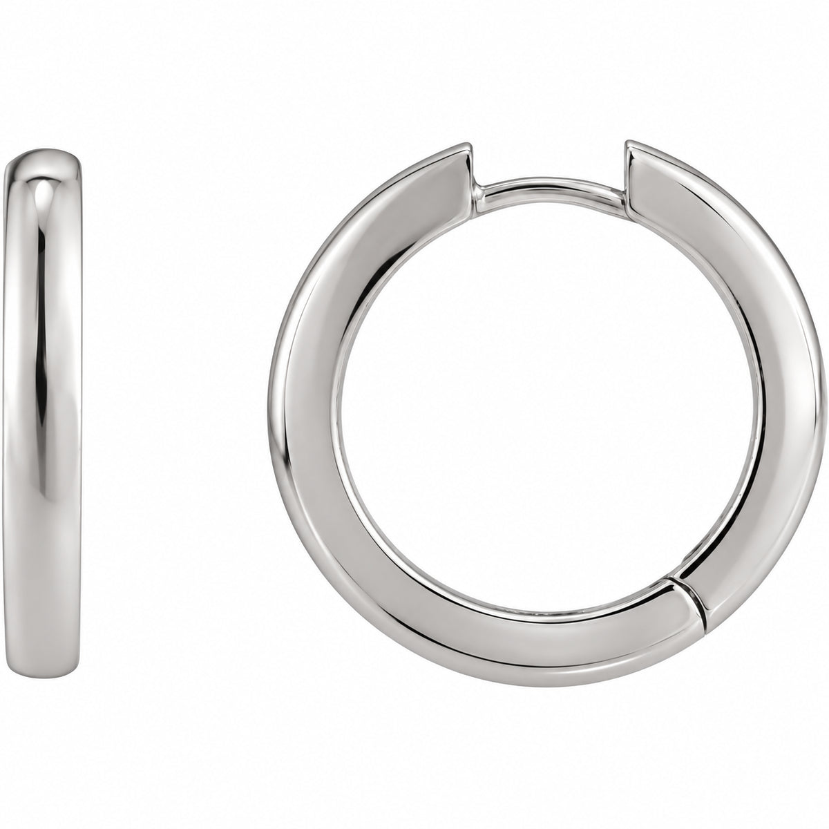Hinged Hoop Earrings — 14K White Gold — 20 mm — view 1