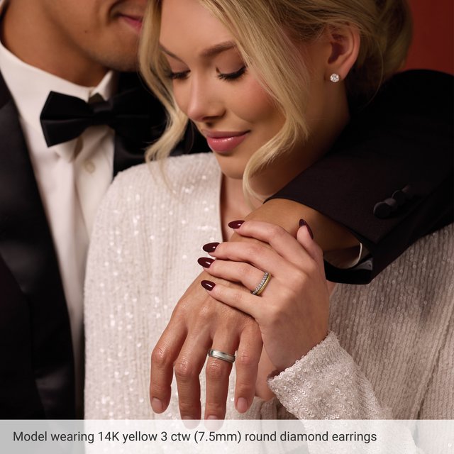 14K Gold 1 CTW Lab-Grown Diamond 3-Prong Cocktail Stud Earrings — 14K White Gold / 14K Yellow Gold / 14K Rose Gold, view 5