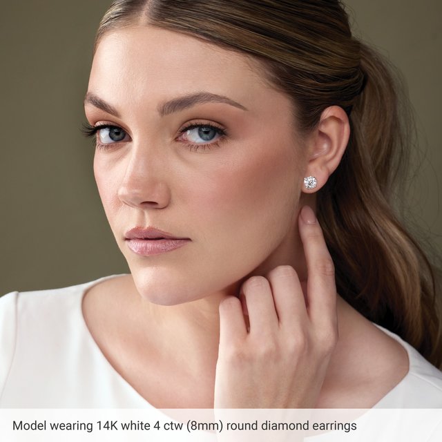 14K Gold 1/2 CTW Lab-Grown Diamond Lightweight Stud Earrings — 14K White Gold / 14K Yellow Gold / 14K Rose Gold, view 6