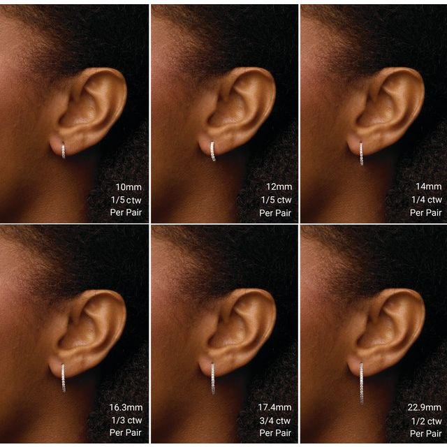 14K Gold 1/5 CTW Lab-Grown Diamond 12 mm Hoop Earrings — 14K White Gold / 14K Yellow Gold / 14K Rose Gold, view 5