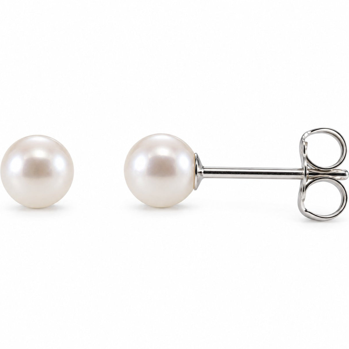 14K Gold 4–4.5 mm Cultured Freshwater Pearl Stud Earrings — 14K White Gold, view 1