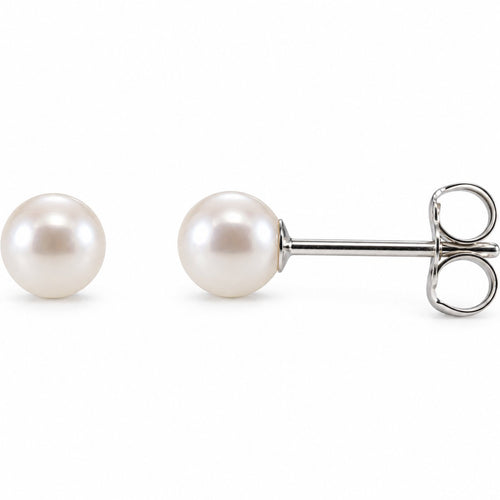 14K Gold 4–4.5 mm Cultured Freshwater Pearl Stud Earrings — 14K White Gold, view 1