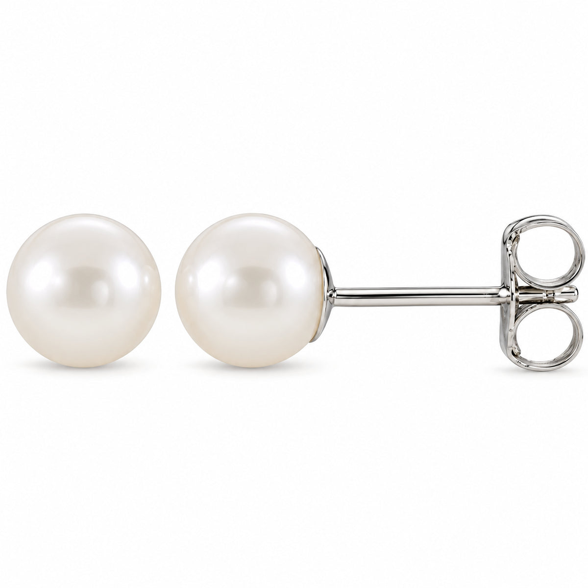 Pearl Stud Earrings — 14K White Gold — 5.0-5.5 mm — view 1