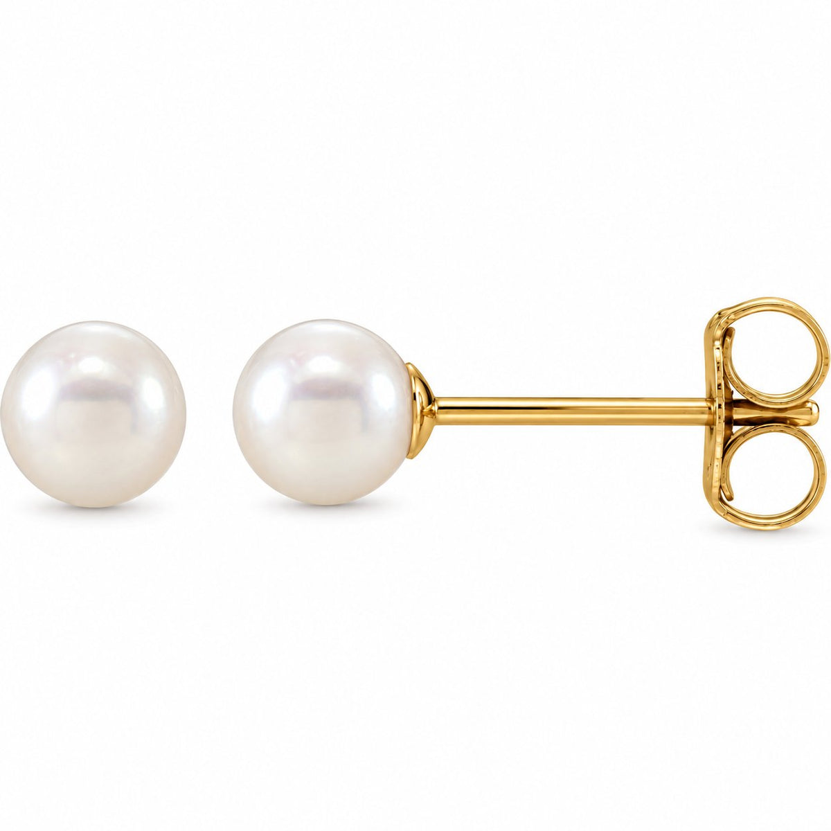 14K Gold 4–4.5 mm Cultured Freshwater Pearl Stud Earrings — 14K Yellow Gold, view 1
