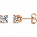 14K Gold 1 CTW Lab-Grown Diamond 4-Prong Stud Earrings — 14K Rose Gold, view 1