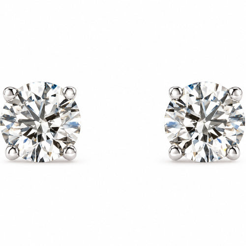 14K Gold 1 CTW Lab-Grown Diamond 4-Prong Stud Earrings — 14K White Gold, view 2