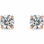 14K Gold 1 CTW Lab-Grown Diamond 4-Prong Stud Earrings — 14K Rose Gold, view 2