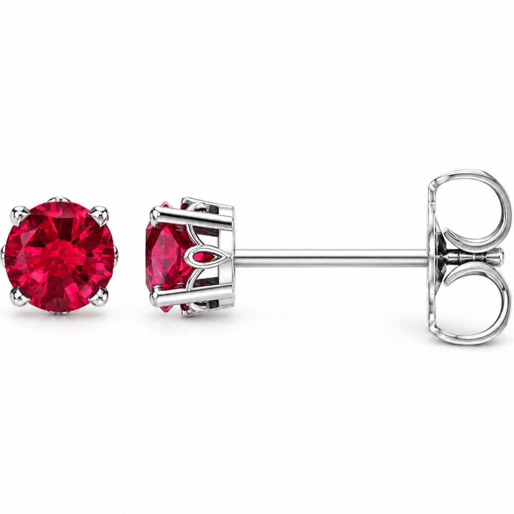 14K Gold Lab-Grown Ruby Scroll Setting® Stud Earrings — 14K White Gold, view 1