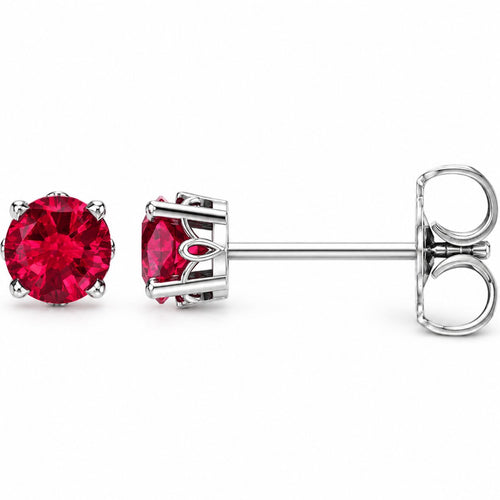 14K Gold Lab-Grown Ruby Scroll Setting® Stud Earrings — 14K White Gold, view 1