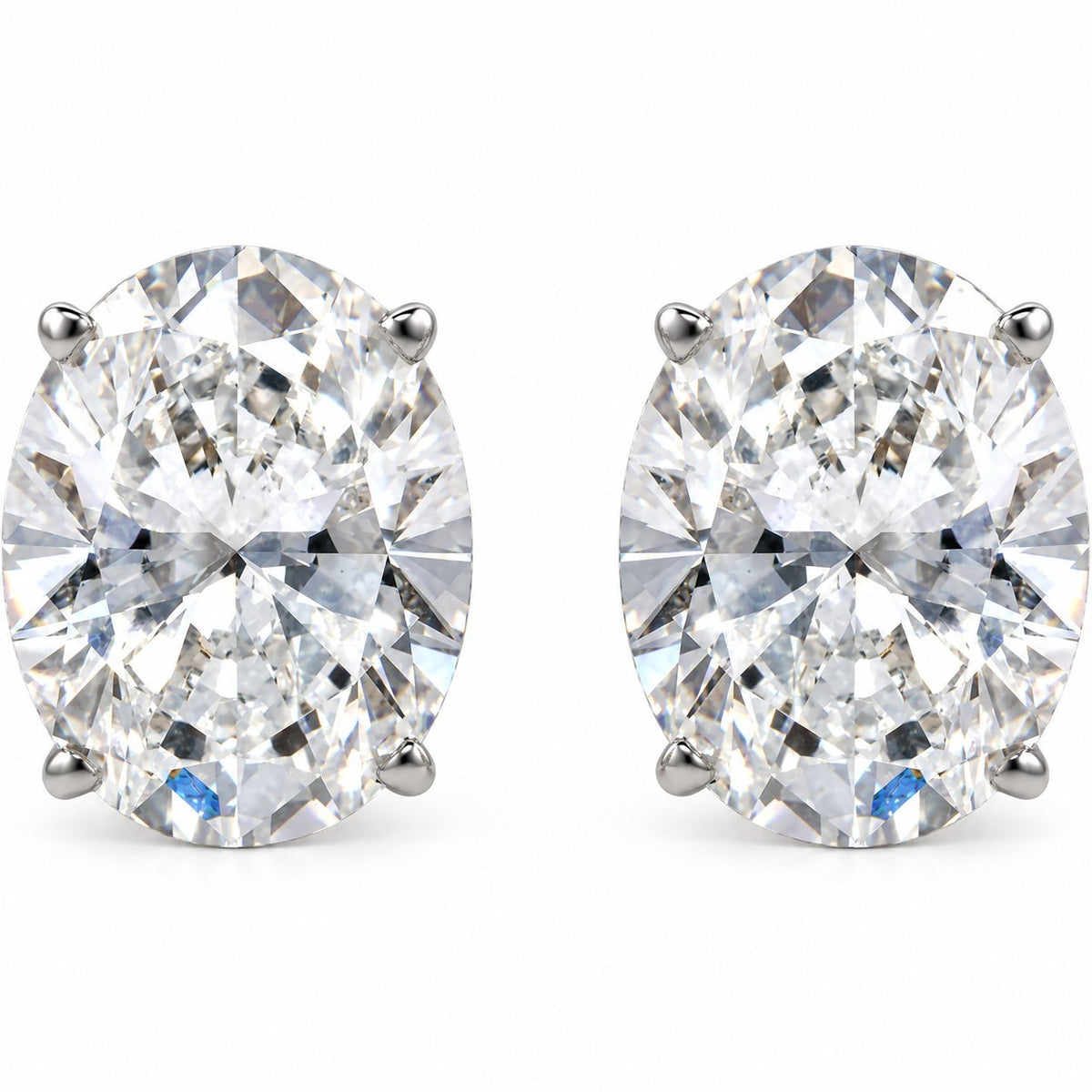 14K Gold 3 5/8 CTW Lab-Grown Diamond Oval Stud Earrings — 14K White Gold, view 2