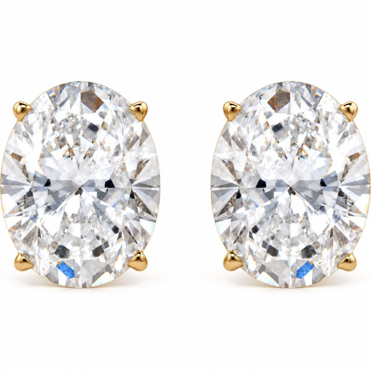 14K Gold 3 5/8 CTW Lab-Grown Diamond Oval Stud Earrings — 14K Yellow Gold, view 2