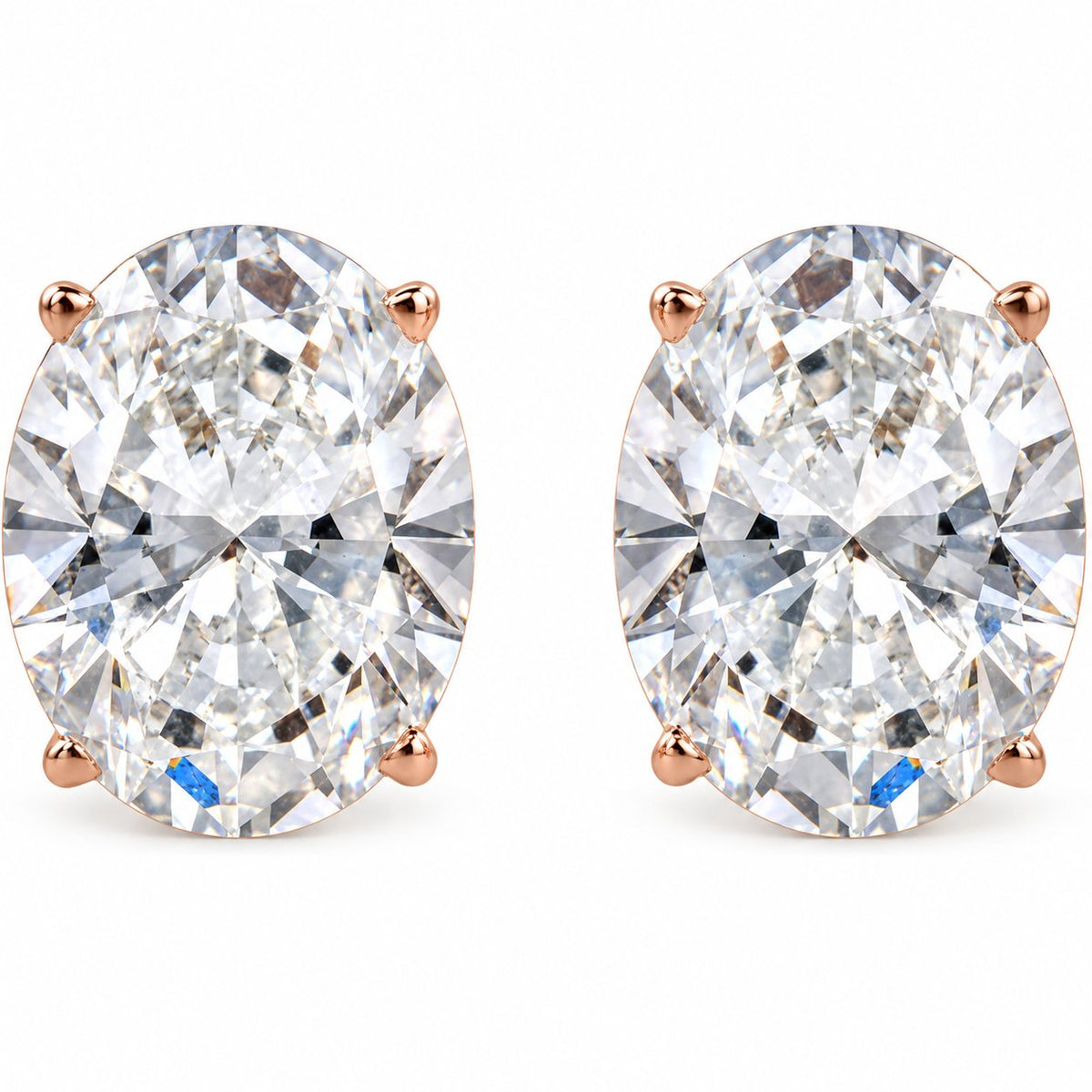 14K Gold 3 5/8 CTW Lab-Grown Diamond Oval Stud Earrings — 14K Rose Gold, view 2