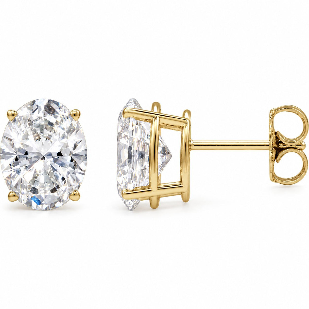 14K Gold 3 5/8 CTW Lab-Grown Diamond Oval Stud Earrings — 14K Yellow Gold, view 1