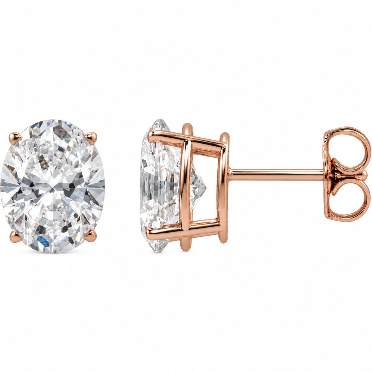 14K Gold 3 5/8 CTW Lab-Grown Diamond Oval Stud Earrings — 14K Rose Gold, view 1
