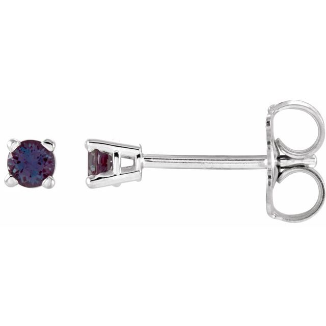 14K White Gold 2.5 mm Lab-Grown Alexandrite Lightweight Stud Earrings
