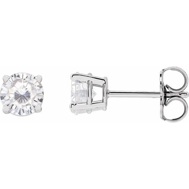 14K White Gold 5 mm Lab-Grown Moissanite Lightweight Stud Earrings