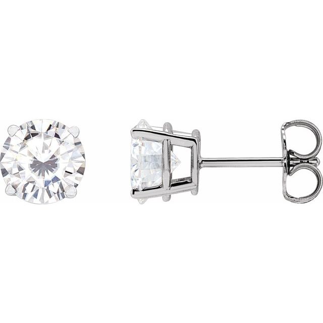 14K White Gold 6.5 mm Lab-Grown Moissanite Lightweight Stud Earrings