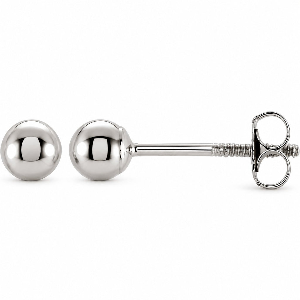 Ball Earrings — 14K White Gold — 3 mm — view 1